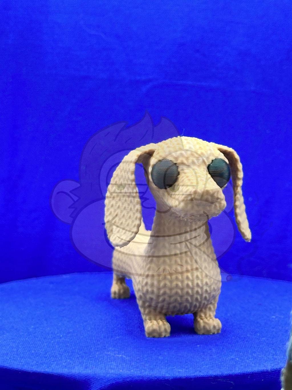 Knitted Dachshund Decor: 3D Printed Dog Figurine