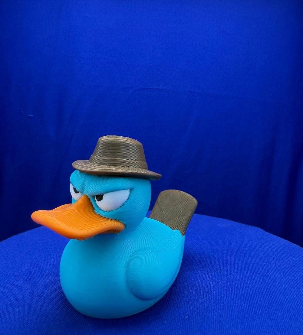 Perry the Platypus Duck - 3D Printed - Jeep ducking - agent p