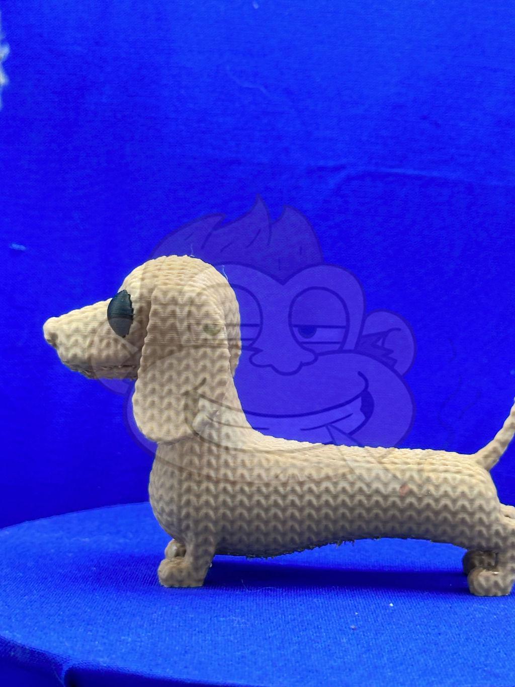Knitted Dachshund Decor: 3D Printed Dog Figurine
