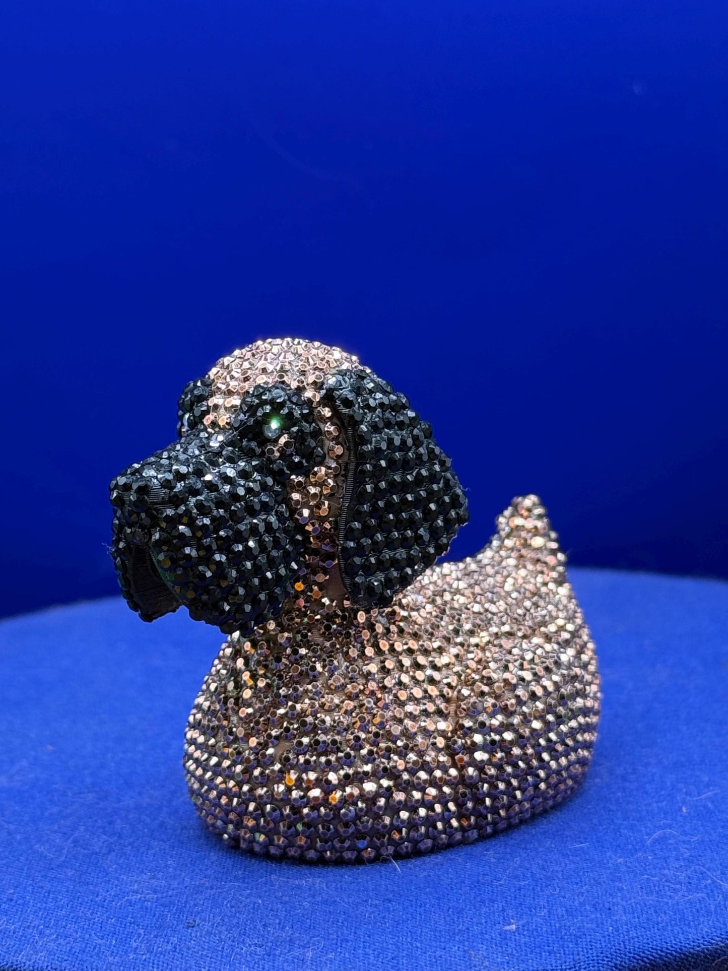 Great Dane Rhinstone Duck - mantel - Jeep Ducking Character for Collectors - fawn Dane, Fun and Nostalgic Design - bedazzled harlequin
