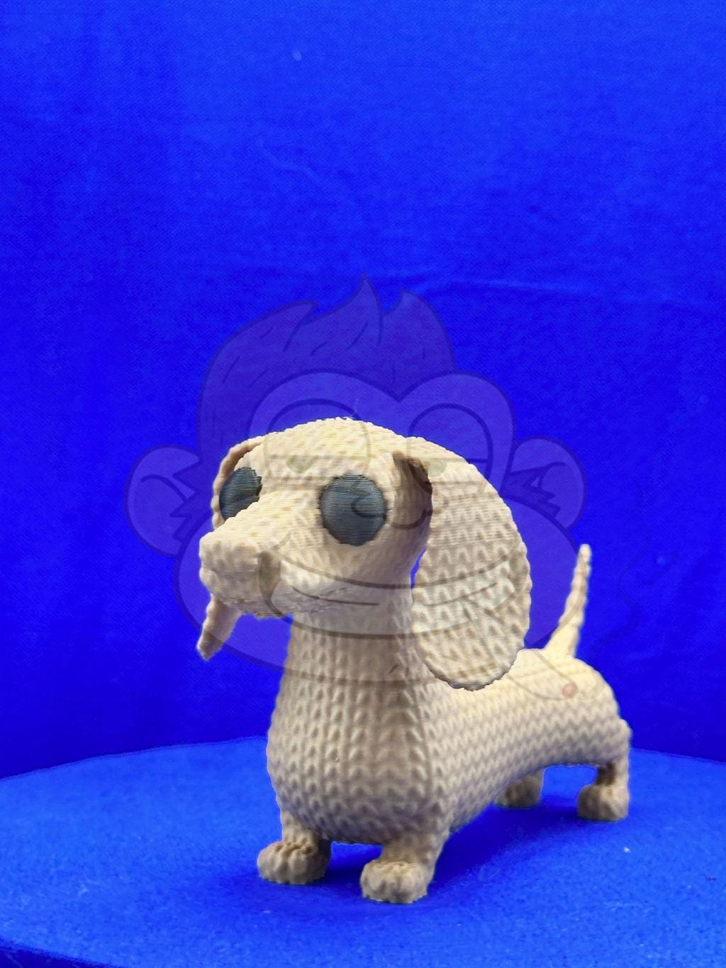 Knitted Dachshund Decor: 3D Printed Dog Figurine