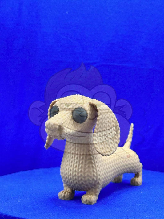 Knitted Dachshund Decor: 3D Printed Dog Figurine