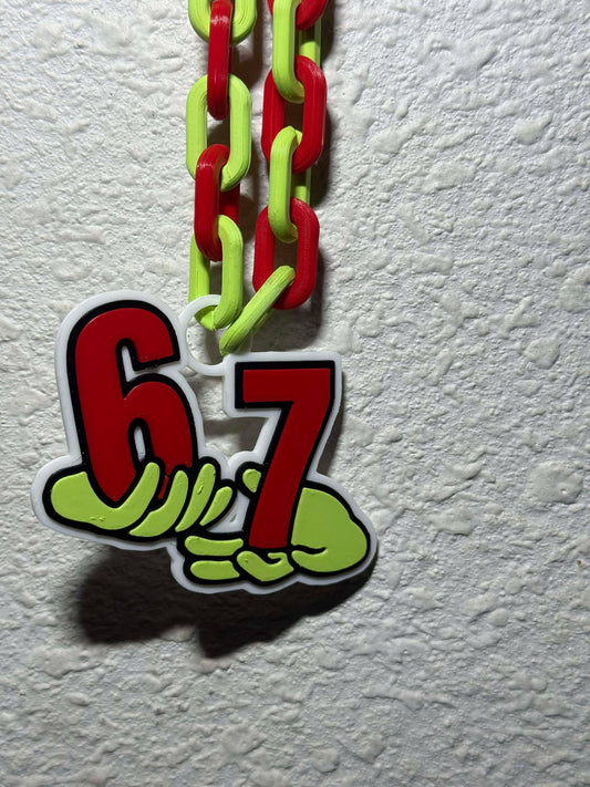 Six Seven Grinch Themed Kids Necklace