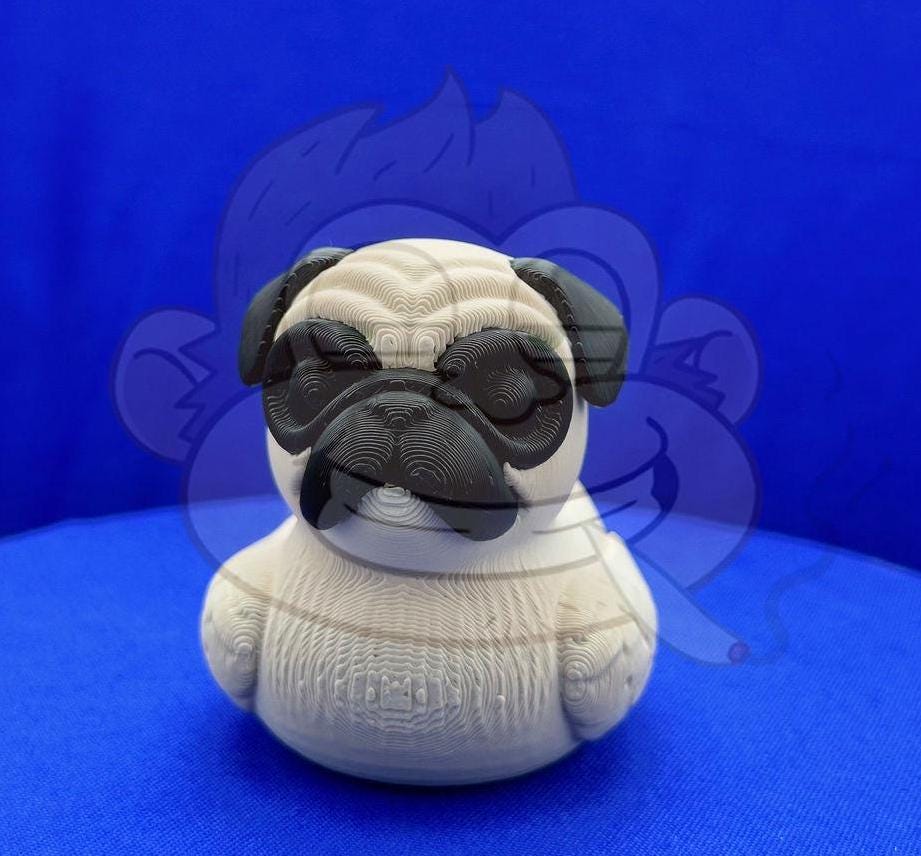 Pug Duck - Jeep Ducking Character for Collectors - PVC Free, Unisex, Fun and Nostalgic Design