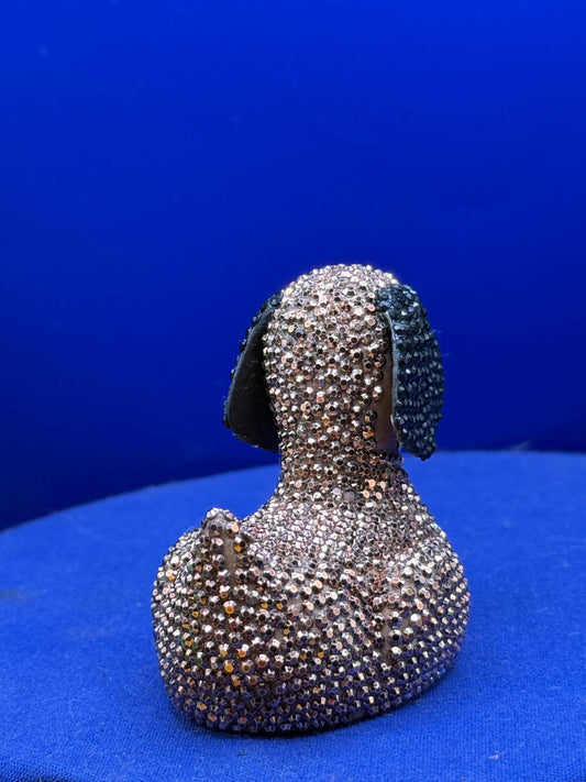 Great Dane Rhinstone Duck - mantel - Jeep Ducking Character for Collectors - fawn Dane, Fun and Nostalgic Design - bedazzled harlequin