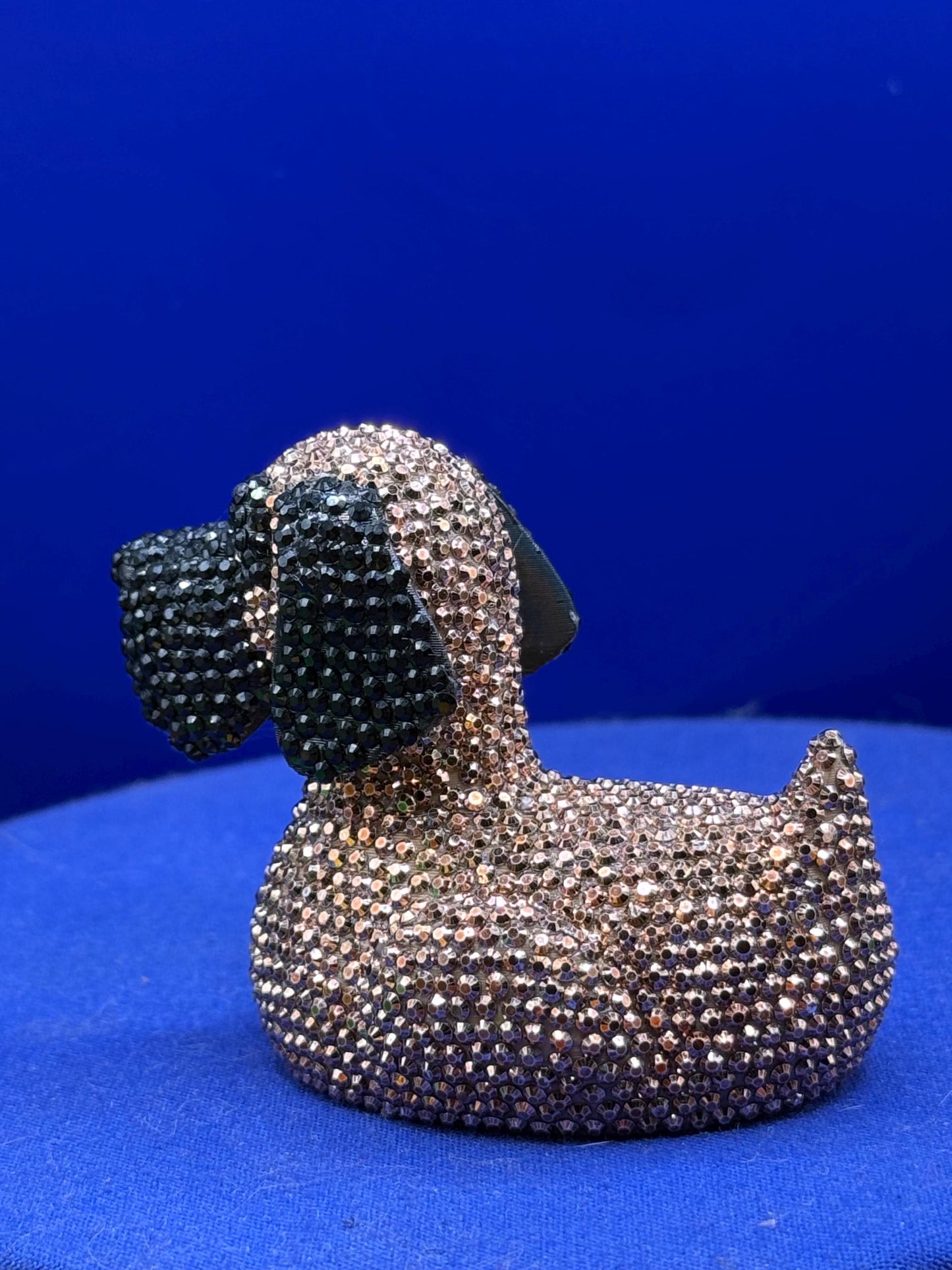 Great Dane Rhinstone Duck - mantel - Jeep Ducking Character for Collectors - fawn Dane, Fun and Nostalgic Design - bedazzled harlequin