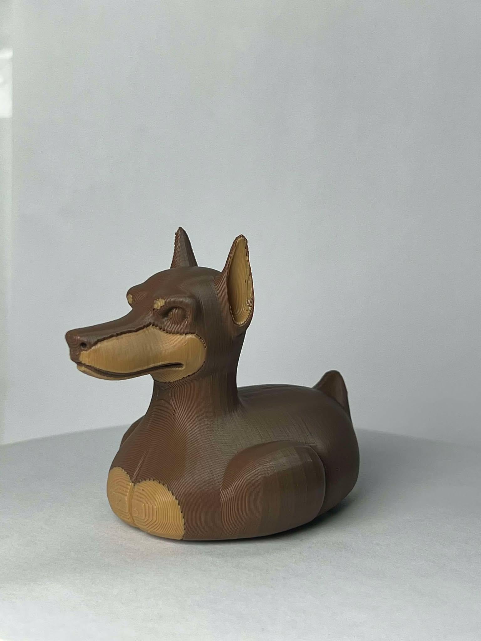 Brown Doberman Duck - Jeep Ducking Character for Collectors - PVC Free, Unisex, Fun and Nostalgic Design