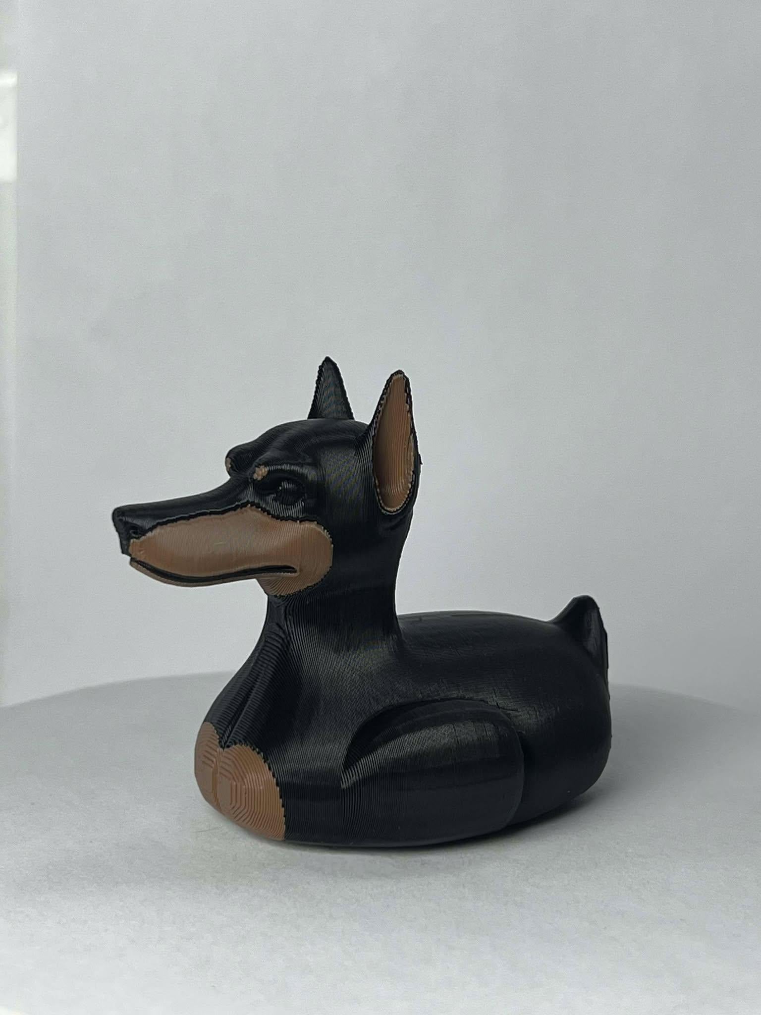 Black Doberman Duck - Jeep Ducking Character for Collectors - PVC Free, Unisex, Fun and Nostalgic Design