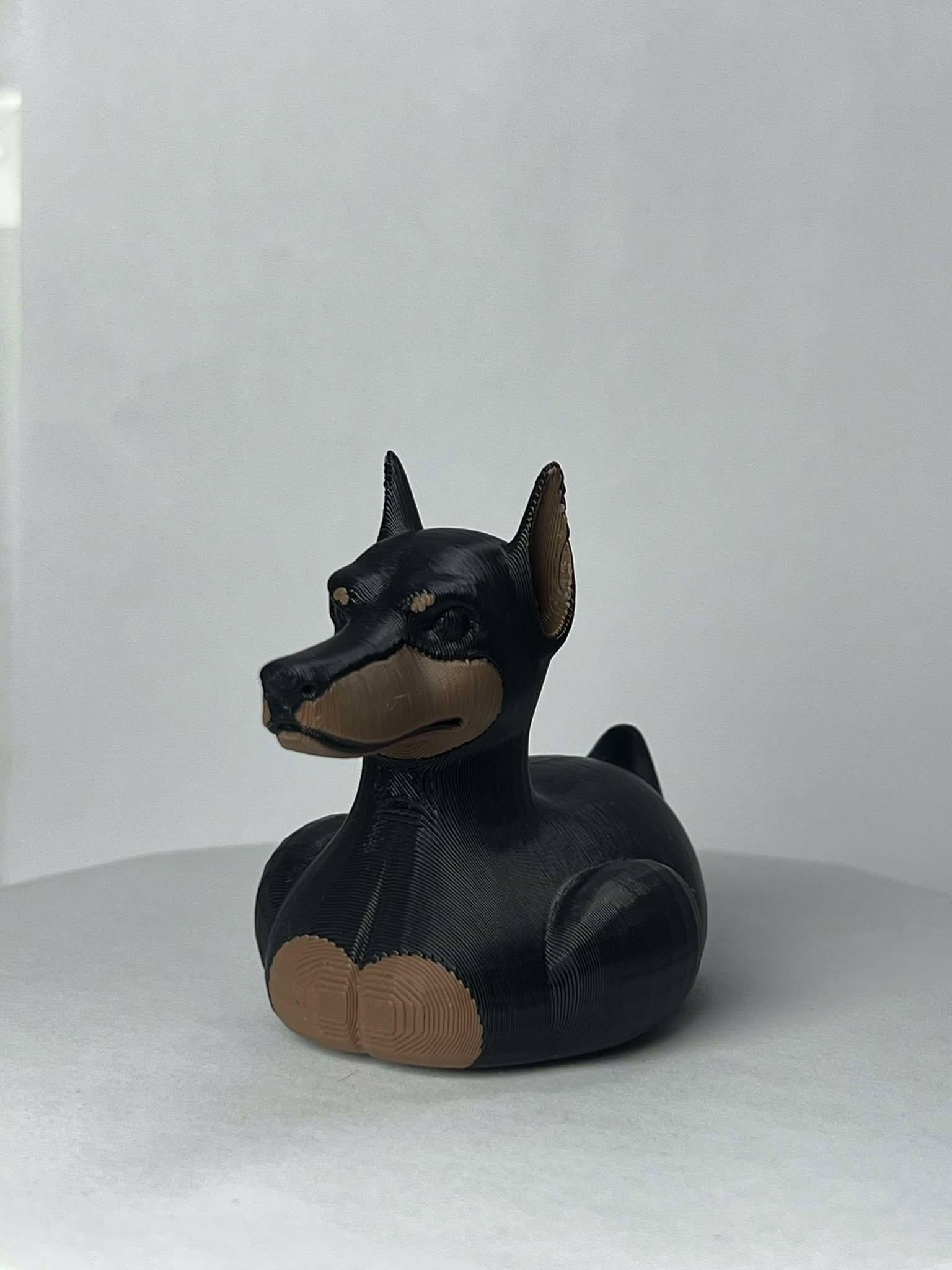 Black Doberman Duck - Jeep Ducking Character for Collectors - PVC Free, Unisex, Fun and Nostalgic Design