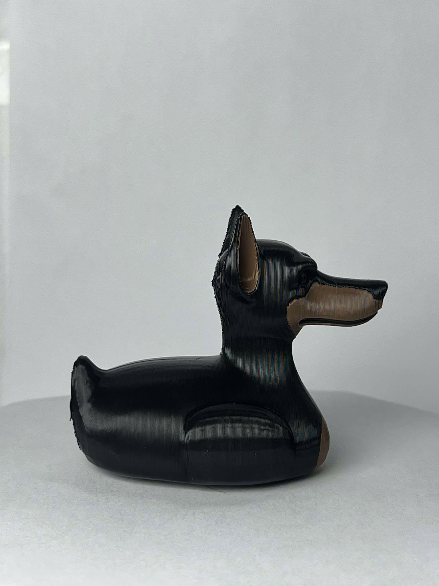 Black Doberman Duck - Jeep Ducking Character for Collectors - PVC Free, Unisex, Fun and Nostalgic Design