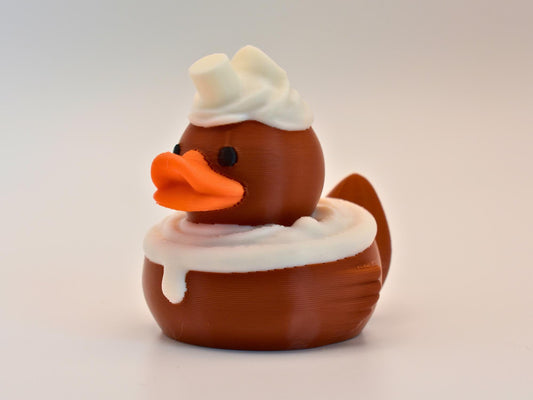 Hot Chocolate Duck- Cutie - 3D Printed - Hot chocolate - brown - white- Jeep ducking