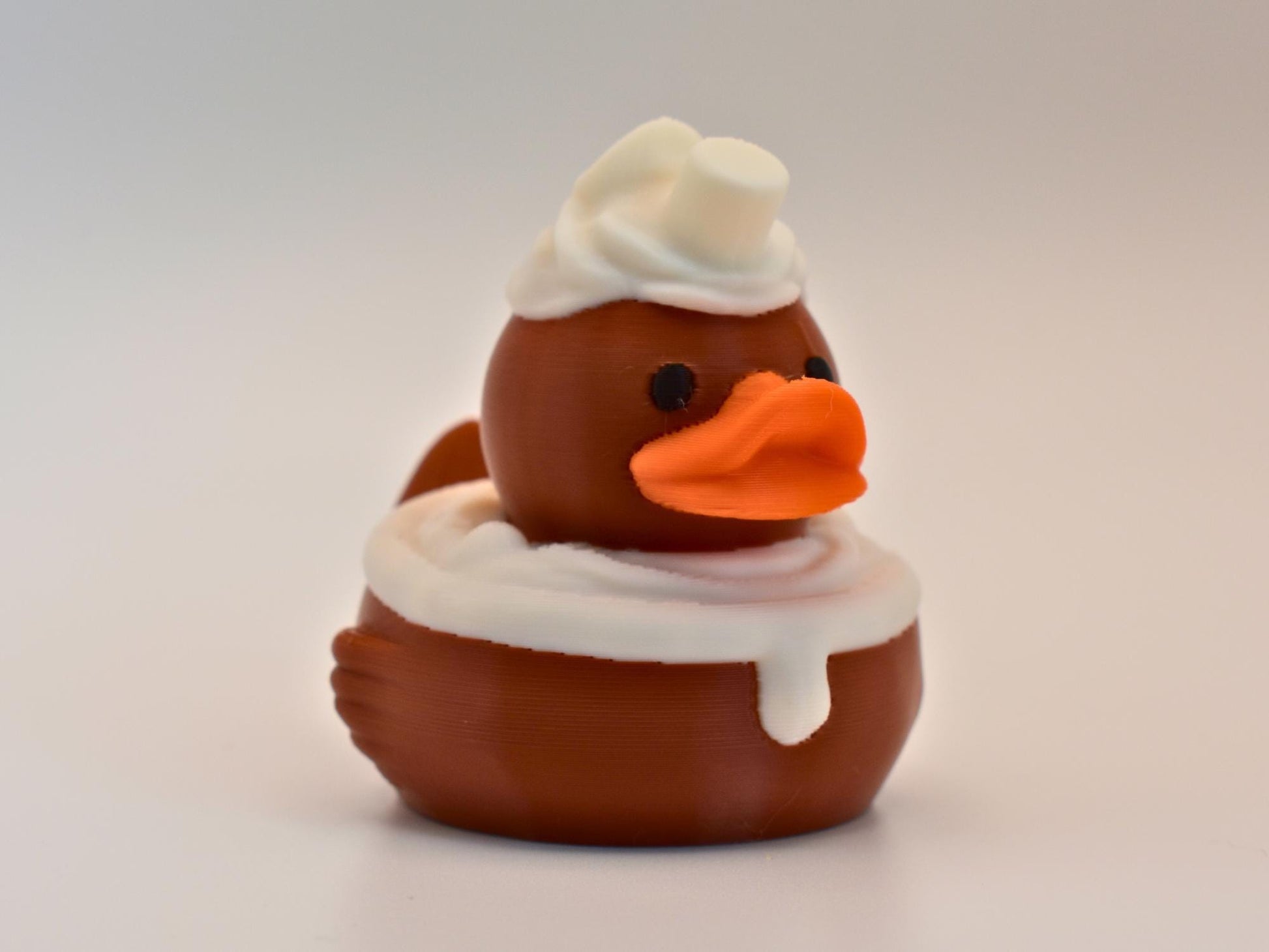 Hot Chocolate Duck- Cutie - 3D Printed - Hot chocolate - brown - white- Jeep ducking