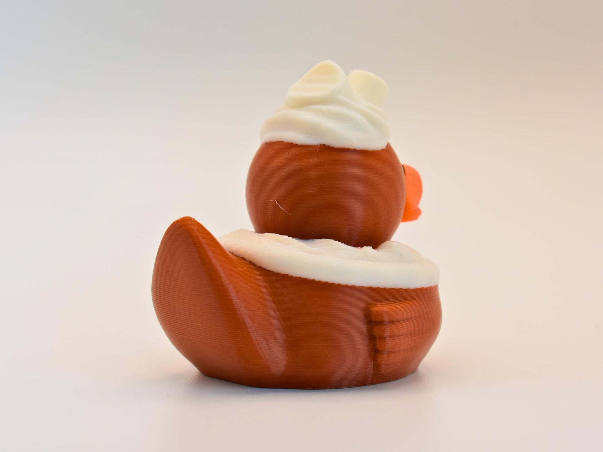 Hot Chocolate Duck- Cutie - 3D Printed - Hot chocolate - brown - white- Jeep ducking