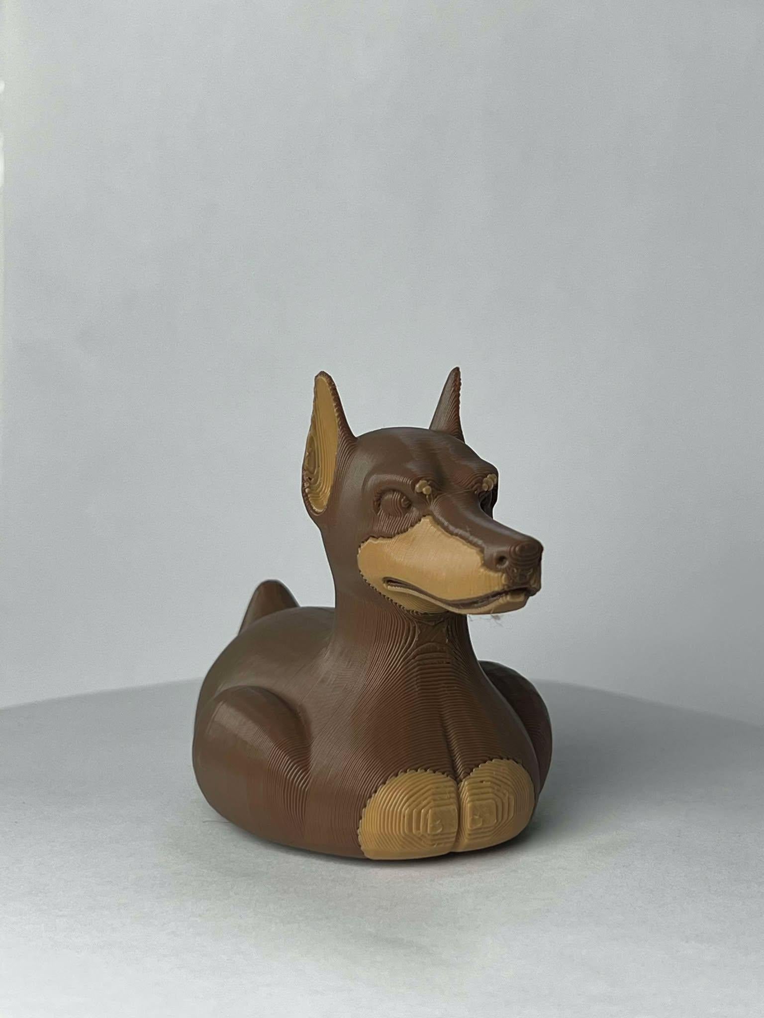 Brown Doberman Duck - Jeep Ducking Character for Collectors - PVC Free, Unisex, Fun and Nostalgic Design