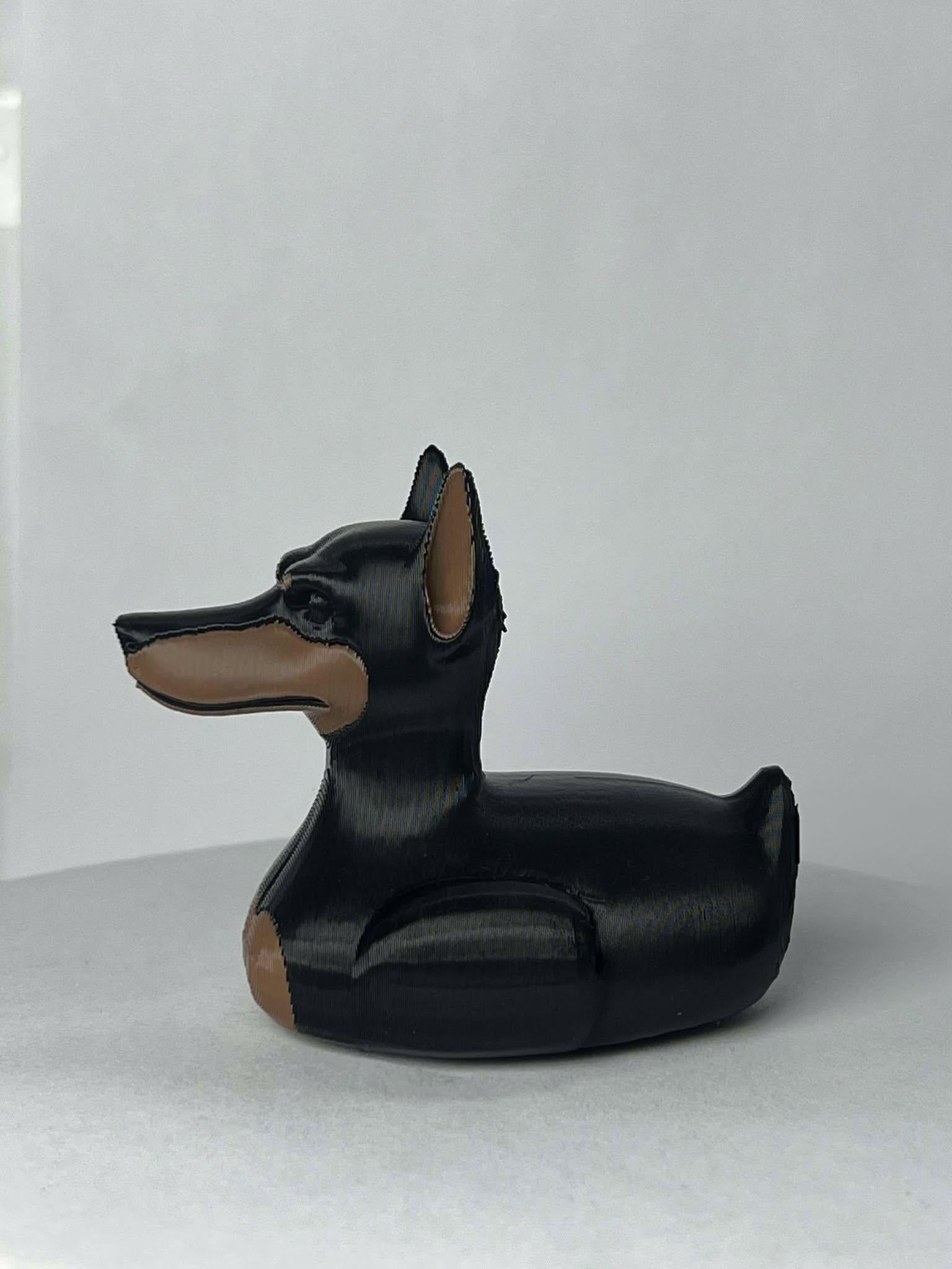 Black Doberman Duck - Jeep Ducking Character for Collectors - PVC Free, Unisex, Fun and Nostalgic Design