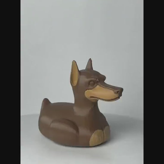Brown Doberman Duck - Jeep Ducking Character for Collectors - PVC Free, Unisex, Fun and Nostalgic Design