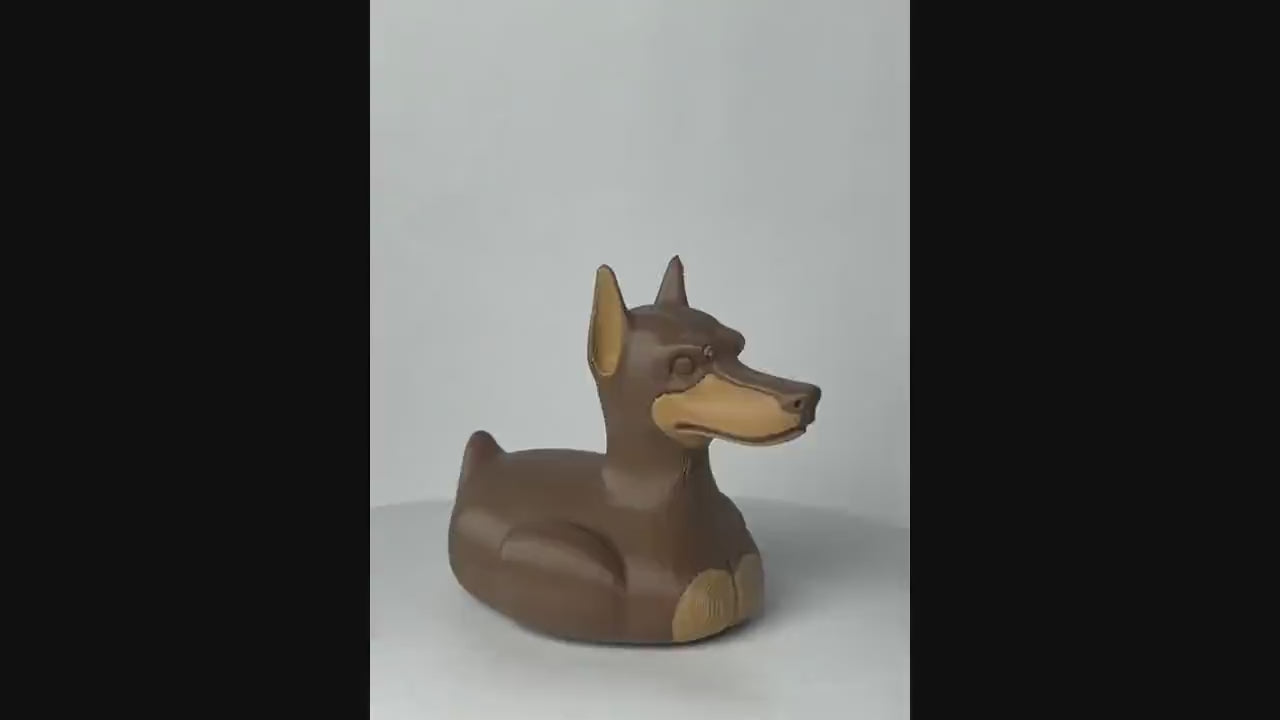 Brown Doberman Duck - Jeep Ducking Character for Collectors - PVC Free, Unisex, Fun and Nostalgic Design